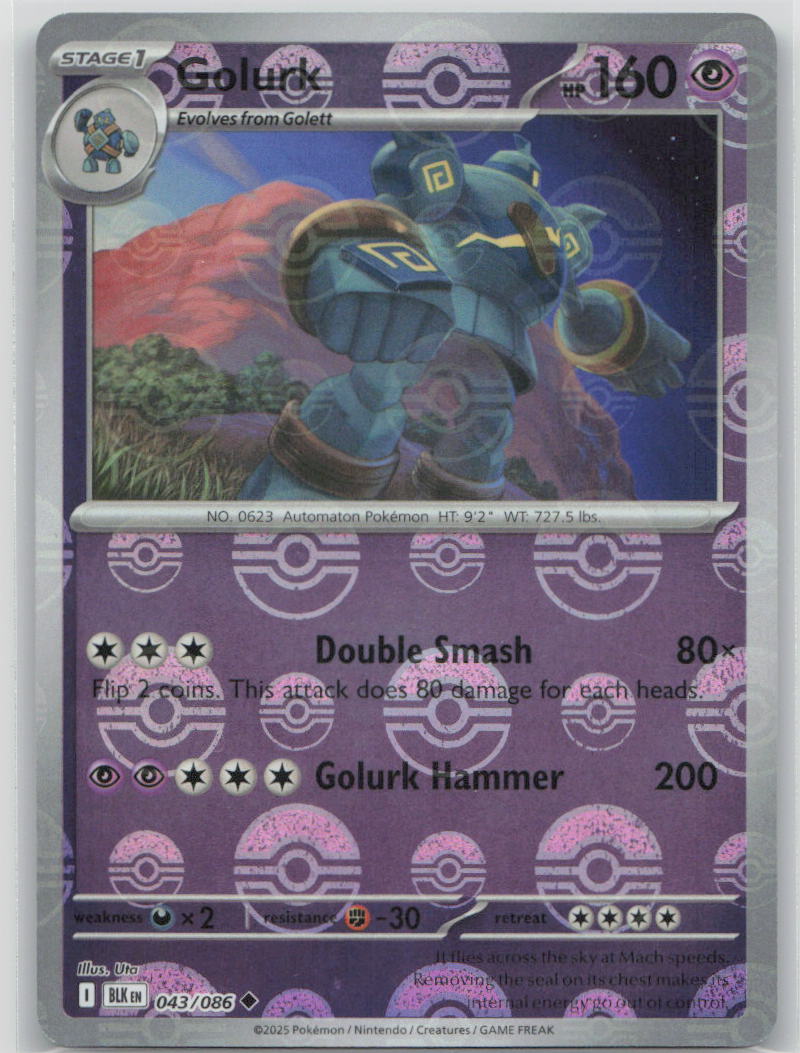 Golurk (Poke Ball Pattern) 043/086 SV: Black Bolt Pokemon NM English